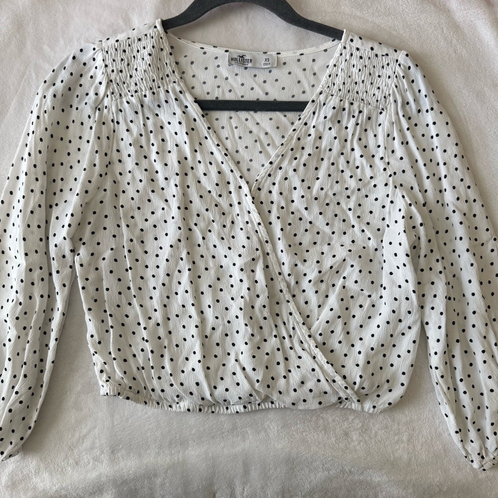 Hollister Black and White Polka Dot Blouse